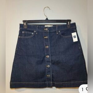 NWT Gap 1969 Womens Button Front Denim A Line Skirt Blue Pockets Size 30